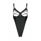 Noir Handmade Celine Bodysuit – imitation leather bodysuit with open cups and silver eyelets – black — Photo 3