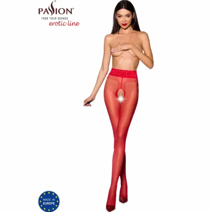 PASSION TIOPEN 001 красные колготки 20 DEN с открытой промежностью – 1/2