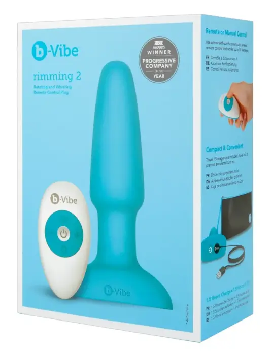 b-Vibe Rimming 2 анальный вибратор с вращающимися шариками – 15 cm (5.9″) – Синий