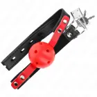 KINK Red Hollow Silicone Ball Gag 4 cm with Adjustable Black Strap 37–52 cm — Photo 4