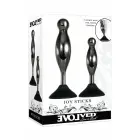 EVOLVED JOY STICKS Plug Set – analinių kamščių rinkinys – lydinys ir silikonas – juodas chromas – 2 vnt. — Nuotrauka 2