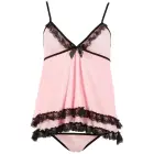Babydoll naktskrekls ar stringiem – rozā – XL — Foto 5