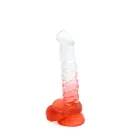 Kiotos Cox krāsains dildo ar piesūcekni – 22.5 cm (9″) – Caurspīdīgs/Sarkans — Foto 3