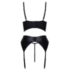 Cottelli LINGERIE wetlook komplekts ar atvērtu krūšturi un fliteriem, 3 daļas – melns – 75B/S — Foto 6
