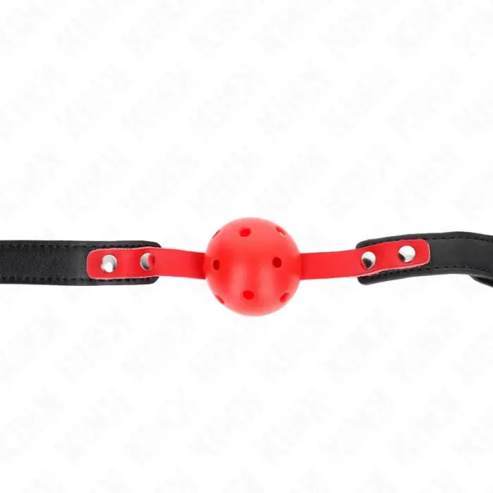 KINK Red Hollow Silicone Ball Gag 4 cm with Adjustable Black Strap 37–52 cm