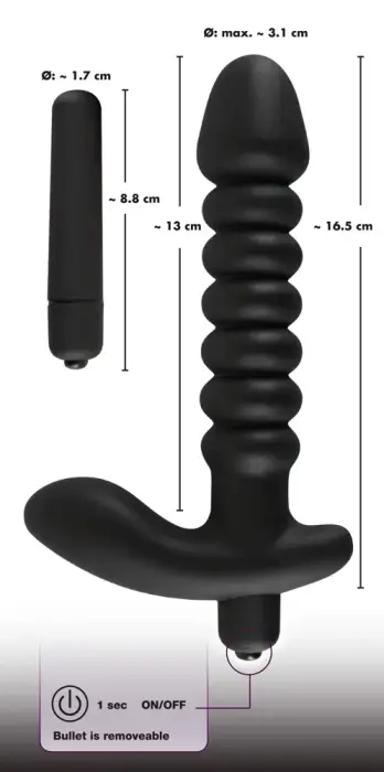 Black Velvets vibrējošs spraudnis – M – 17 cm – Black Foto 7