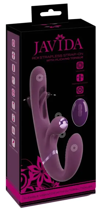 Javida Strapless Strap-On Flic Double Vibrator – Pink