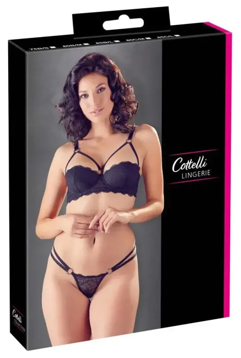 Bra and String Set – Black – 85B/L