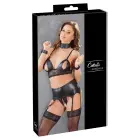 Cottelli Collection bondage комплект бюстгальтера и пояса для чулок с аксессуарами – чёрный – M — Фото 1
