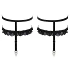 Cottelli ACCESSORIES Black Velvet Garters L/XL with Adjustable Straps — Photo 5
