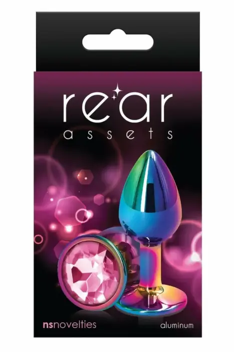 Rear Assets Multicolor Small Pink – hromēta alumīnija intīmā rotaslieta – rozā dārgakmens – mazs