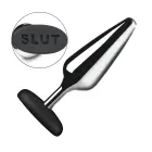 Butt Slut Metal and Silicone Butt Plug – 13 cm (5.1″) – Silver — Photo 5