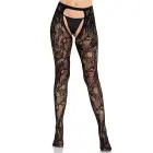Rose lace crotchless tights with open back — Photo 3