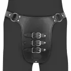 PU Leather Chastity Belt with Straps – Black — Photo 1