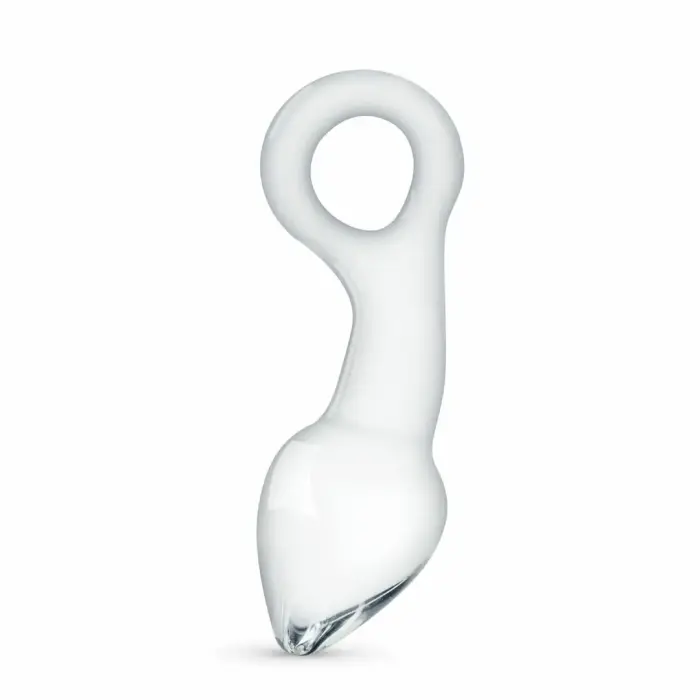 Glas No. 13 – kaardus klaasist anaalkork rõngaga – M