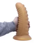 Briaunotas XL blizgus kūno spalvos dildo su siurbtuku – 30 cm (12″) — Nuotrauka 2