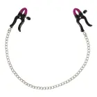BK Silicone Nipple Clamps with Chain – Silver/Black/Purple — Photo 2