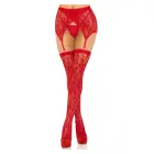 Lace Thigh Highs and Garter Belt – Red – One Size — Photo 2