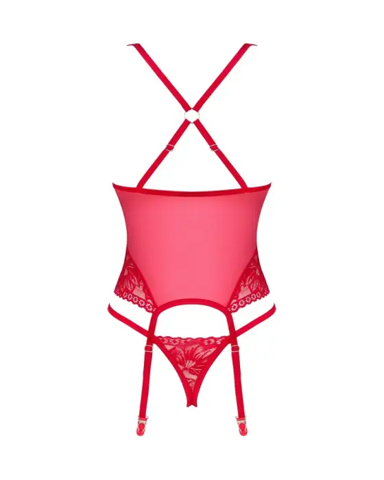 Obsessive Lacelove korsetikomplekt – punane – M/L Photo