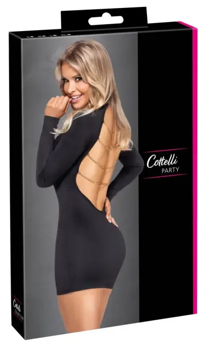Cottelli PARTY мини-платье с золотыми цепочками – чёрное – M