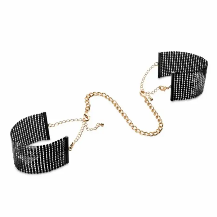Bijoux Indiscrets Desir Metallique Black – универсальные металлические наручники-браслеты с цепью