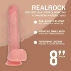 Vive REA223 – kahekordse tihedusega vibreeruv tõukav dildo munanditega – ihuvärvi – 20,3 cm — Foto 5