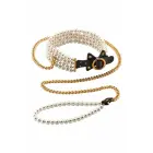 Guilty Pleasure Luminous Pearl Leash & Collar Set – vegāna āda – mākslīgās pērles – zelts — Foto 2