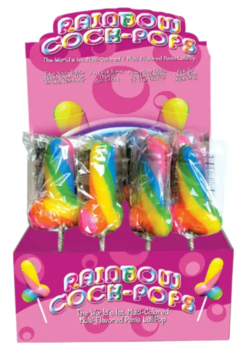 Rainbow Cock Pops – display of 12