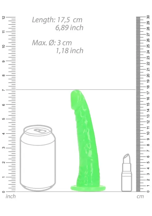 Slim realistiškas dildo su siurbtuku – šviečiantis tamsoje – 15.5 cm (6″) Photo