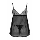 Christine Monroe – sheer mesh babydoll – lace bust, front bow – black – S/M — Photo 5