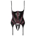 Cottelli LINGERIE Basque Set with Crotchless String – Black/Red – L — Photo 6
