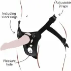 Get Real Pleasure Harness – adjustable strap-on harness with 3 silicone rings – black — Photo 1