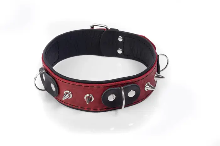 Crazy Horse Leather Collar – Red – Small