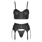 Cottelli PARTY Corset Top, Suspender Belt and String Set with Zips – Black – M — Photo 6