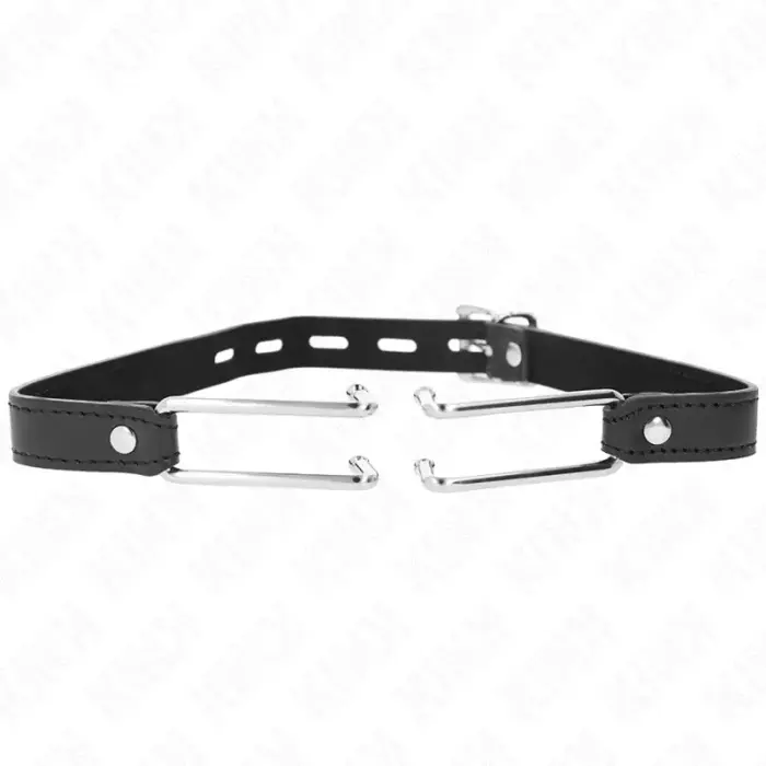 KINK Metal Hook Gag 11.5 cm – Adjustable Faux Leather Strap – Black/Silver