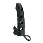 PRETTY LOVE – vibruojanti varpos rankovė su sėklidžių juosta – 17 cm – juoda — Nuotrauka 2