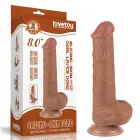 LoveToy Sliding Skin Dual Layer Dong – realistiškas dviejų sluoksnių dildo – TPE – rudas – 20,3 cm — Nuotrauka 1