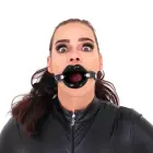 Black Faux Leather Panel Mouth Gag — Photo 7