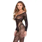 Mežģīņu bodijs ar atvērtu starpkāju – melns – One Size — Foto 6