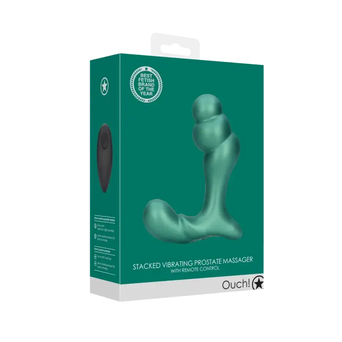 Stacked Vibrating Prostate Massager with Remote Control – Metallic Green