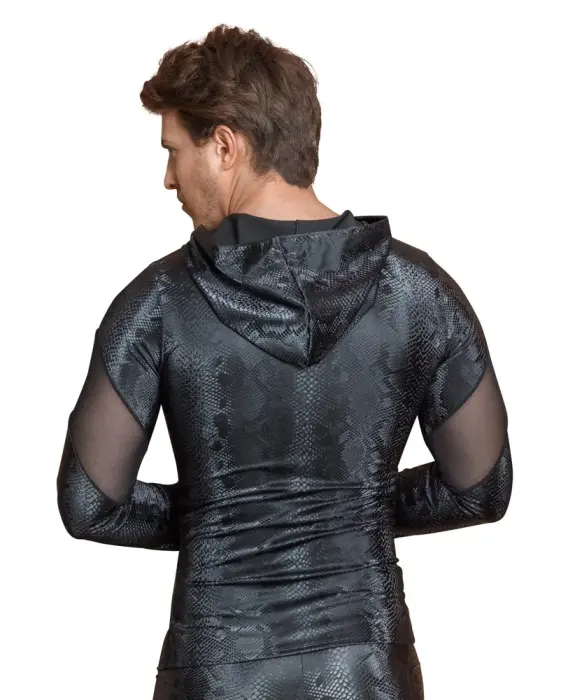 Vīriešu garām piedurknēm krekls ar kapuci un rāvējslēdzēju – melns – M Foto 6