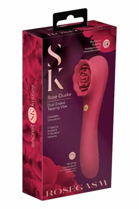 SECRET KISSES Rosegasm Rose Quake двусторонний силикон розовый – 18,8 см
