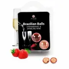 Secret Play Brazilian Balls masāžas eļļas lodītes – zemene un šampanietis – 2 gab. — Foto 2