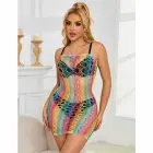 Subblime 952365 Rainbow Off-Shoulder Fishnet Dress – One Size — Photo 8