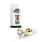 Plug-Jewellery Золотая анальная пробка с прозрачным камнем в форме сердца – 7 cm — Фото 9