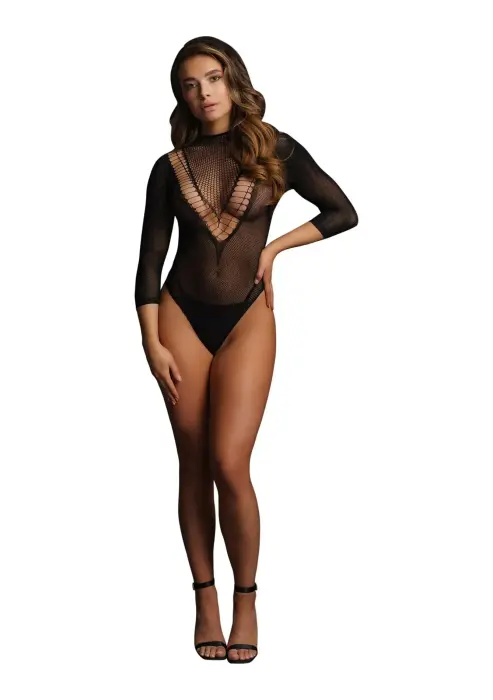 Īsroku bodijs – melns – viens izmērs Foto 3