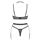 Obsessive Selinne 3-daļu apakšveļas komplekts – melns/rozā – M/L Foto 7