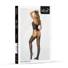 Mesh Bodystocking with Lace Pattern and Lace-up Neckline – Black – One Size — Photo 4