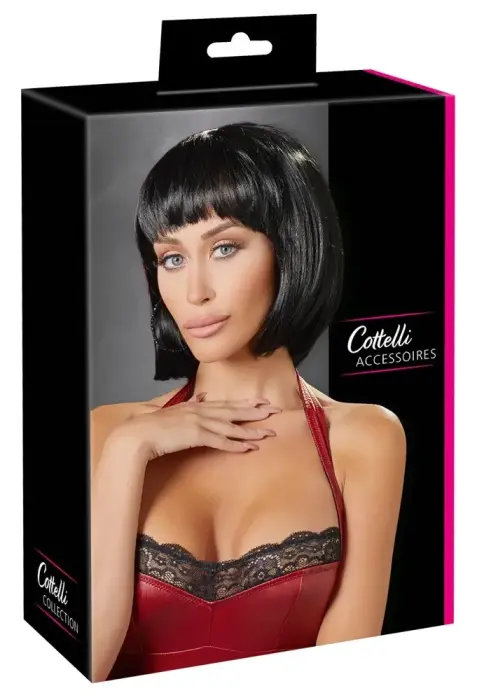 Cottelli Collection чёрный парик боб до подбородка регулируемый 28см