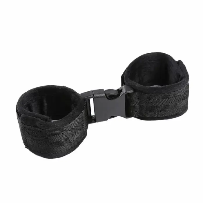 OHMAMA Fetish Adjustable Nylon Wrist Restraints with Hook-and-Loop Fastener – Black